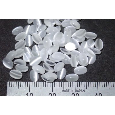 画像1: 人工キャッツアイ ホワイト カボション 100pcsセット【G250614】