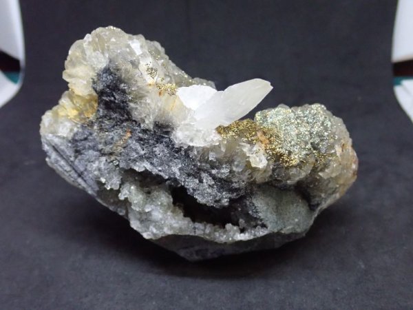 画像3: 中国産 フローライトとパイライト、カルサイト【2311002】 (3)