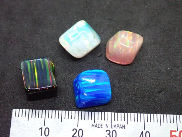 画像1: 国産合成オパール タンブルセット 樹脂20%含有タイプ C【G250537】 (1)